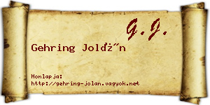 Gehring Jolán névjegykártya